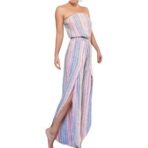 Drew Anthropologie Rainbow Strapless Emerson Jumpsuit Stripes — Size L